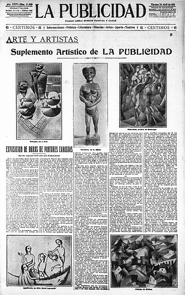 File:Juan Gris, August Agero, Jean Metzinger, Marie Laurencin, Albert Gleizes, La Publicidad, 26 April 1912.jpg
