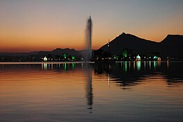 View of Fatehsagar lake during twilight