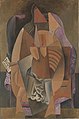 Pablo Picasso, 1913-14, Woman in a Chemise in an Armchair, Femme en chemise assise dans un fauteuil (Eva), oil on canvas, 149.9 x 99.4 cm, Leonard A. Lauder Cubist Collection, Metropolitan Museum of Art