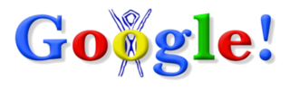 Google logo with Burning Man symbol behind the second O