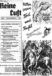 Reine Luft, the main journal of the anti-tobacco movement, used puns and cartoons in its propaganda, such as stating that smoking was a thing of the devil (a "Teufelszeug "). AntiSmokingNaziGermany.jpg