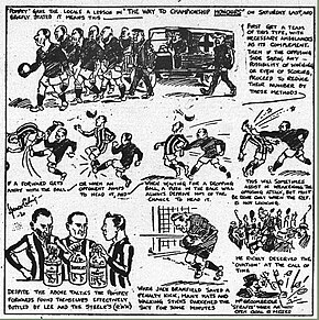 A cartoon depicting events during the Gillingham v Portsmouth football match in March 1920