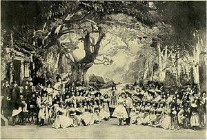 photograph of a ballet presentation on a large stage