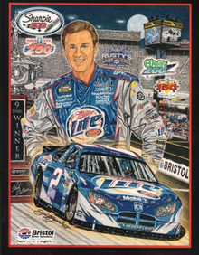 The 2005 Sharpie 500 program cover, featuring Rusty Wallace. Artwork done by Sam Bass. The painting is called "Final Round!"