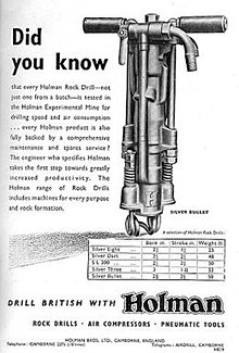 Holmans Rock Drill from 1955 (taken from the 55 vol. of CSM Magazine) Holmans drill 1955.jpg