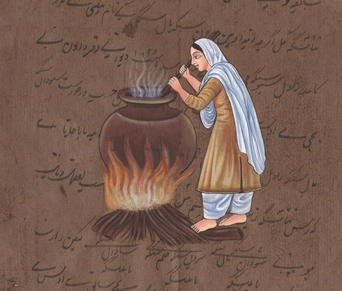 File:Modern painting of Mata Khivi imitating traditional Indic art style.webp