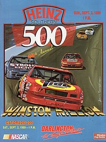 The 1989 Heinz Southern 500 program cover, featuring Darrell Waltrip.