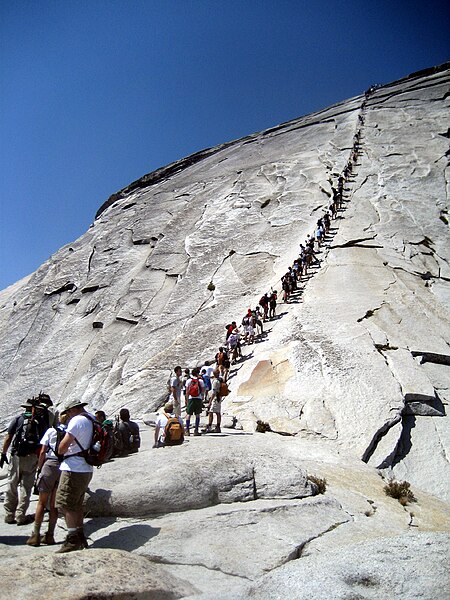 The chains on Half Dome in Yosemite