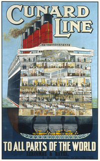 Poster showing a cross-section of the Cunard Line's emigrant liner RMS Aquitania, launched in 1913. Aquitaniaposter.PNG