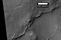 Example of inverted terrain in Parana Valles region, as seen by HiRISE under the HiWish program. Image located in Margaritifer Sinus quadrangle.