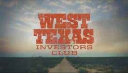 The title card of the program, with the title West Texas Investors Club superimposed over a desert road and cloudy sky.