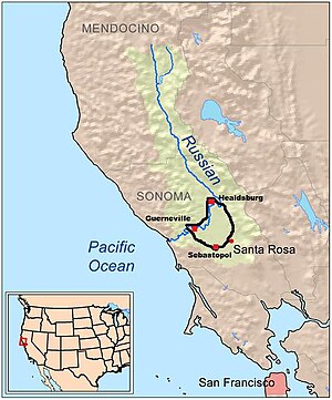 Map outline of the Russian River Valley AVA in...