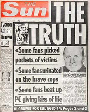 The controversial front page of the Sun.