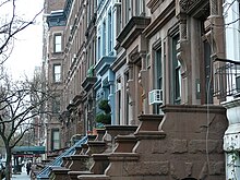A typical midblock view on the Upper West Side consisting of 4- and 5-story brownstones Jan 008.jpg