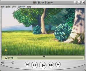 QuickTime Player 7.6.6 играет в Big Buck Bunny под управлением Microsoft Windows