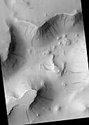 Lycus Sulci, as seen by HiRISE. Click on image for a better view of dark slope streaks.