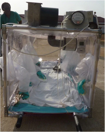 A HSTI-TCOL pod used in Guinea during an Ebola outbreak[3]