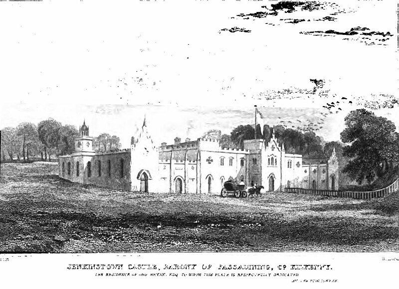 Jenkinstown Castle, Co. Kilkenny, Ireland, ca 1830. Engraving by R. Hords from an original study by Samuel Austin R.W.S.
