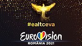 A golden bird, and "#ealtceva" and "Eurovision România 2021" written in gold and white, respectively, are portrayed in front of a dark background.