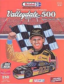 The 1990 Valleydale Meats 500 program cover, featuring Rusty Wallace.