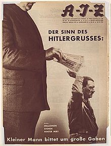 "Millions stand behind me" (John Heartfield photomontage) Heartfield Hitler Salute.jpg