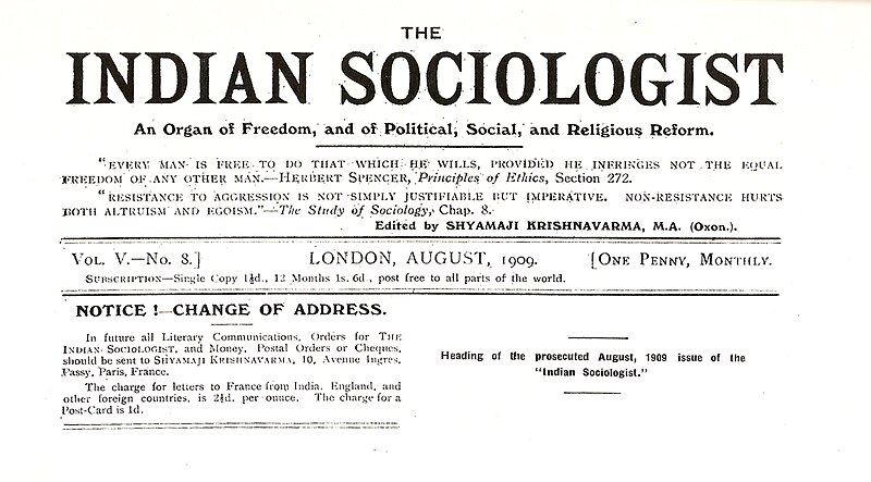 File:The Indian Sociologist (masthead) (Vol. 5, no. 8 - August 1909).jpg