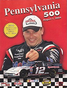 The 2004 Pennsylvania 500 program cover, featuring Ryan Newman, winner of the 2003 race.