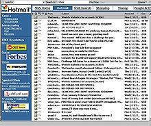 A 2001 Hotmail inbox layout embedded in Microsoft Outlook Hotmail old screenshot.jpg