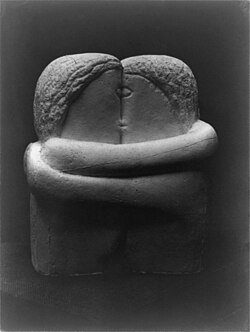 Constantin Brancusi, 1907-08, The Kiss, Exhibited at the Armory Show and published in the Chicago Tribune, 25 March 1913..jpg