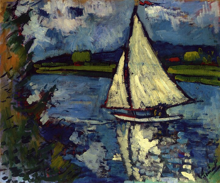 File:Maurice de Vlaminck, 1907, Le bassin à Chatou (White Sailboat at Chatou), oil on canvas, 60.2 x 73.7 cm, private collection.jpg