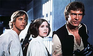 The three lead actors of Star Wars from left t...