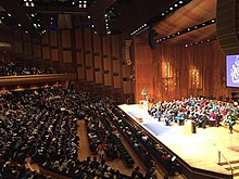 The Open University holds its annual degree ceremony at The Barbican Centre in London. The Open University degree ceremony.jpeg