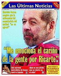 Front page of the 11 September 2013 edition of Las Últimas Noticias