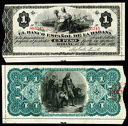 CUBA (27a) El Banco Español De La Habana-1 Peso (1872) second issue.jpg