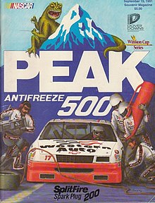The 1991 Peak Antifreeze 500 program cover, featuring Darrell Waltrip.