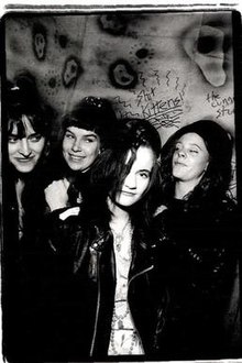 Left to Right: Jana McCall, Kerry Green, Kelly Canary, Lisa Smith. Photo by Charles Peterson, 1991