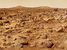 The often uneven and rocky terrain of Mars makes landing on, and traversing, the planet's surface a significant challenge Rocky Mars Surface.jpeg