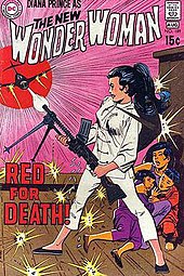 Wonder Woman without special powers fighting crime as Diana Prince. Cover of Wonder Woman #189 (July 1970). Mike Sekowsky WonderWoman1970s.jpg