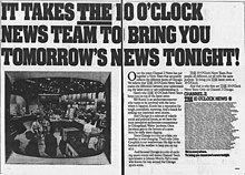 1977 newspaper ad for WBBM-TV's newscasts, which had become so popular in Chicago by that time that they were named THE Ten O'Clock News. WBBM Newspaper Ad for THE Ten O'Clock News (1977).jpg