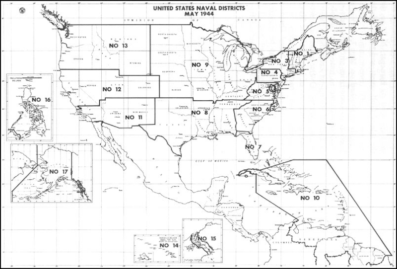 File:Map of Naval Districts 1944 Source Furer, Julius Augustus. Administration of the Navy Department in World War II. (Washington, D.C. US Government Printing Office, 1959) 521..gif