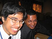 Kharil Yusuf (left) of Malaysia and Sunil Abraham (India), managers of the IOSN. Photographed at FOSSAPII, Cambodia September 2005.