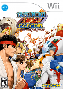 Изображение персонажей Capcom и Tatsunoko собрано слева и справа соответственно. Они смотрят друг на друга на белом фоне.