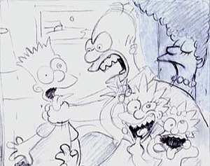The first sketch of Homer strangling Bart, dra...