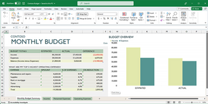 A simple line chart being created in Excel, running on Windows 10