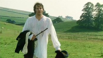 A scene with Colin Firth as Mr. Darcy after a ...