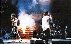 Rage Against The Machine сжигает американский флаг на сцене (1999) .jpg