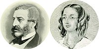 Камеи, только голова, изображают викторианские мужчина и женщина в левом профиле.