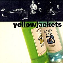 Two bottles and twojackets text with a picture of the band