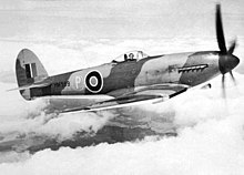 Tempest I prototype HM599 with later bubble canopy; when first flown, it had the "car-door" canopy and small tail unit. Hawker Tempest I HM599.jpg