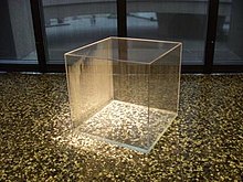 Condensation Cube, plexiglass and water; Hirshhorn Museum and Sculpture Garden, begun 1965, completed 2008 by Hans Haacke Condensation Cube of Haacke.jpg